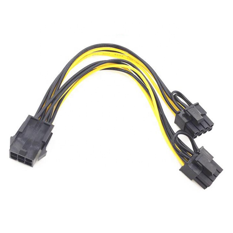 6-контактный двойной 2 x PCIe 8 (6 + 2) pin видеокарта PCI-e Express VGA разветвитель Удлинительный кабель