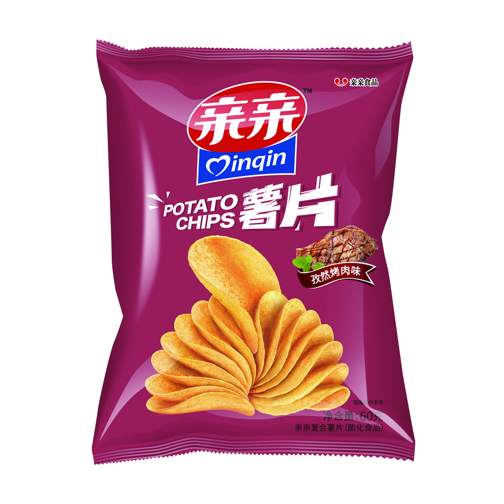Qinqin 60 г картофельные чипсы со вкусом барбекю закуска от производителя