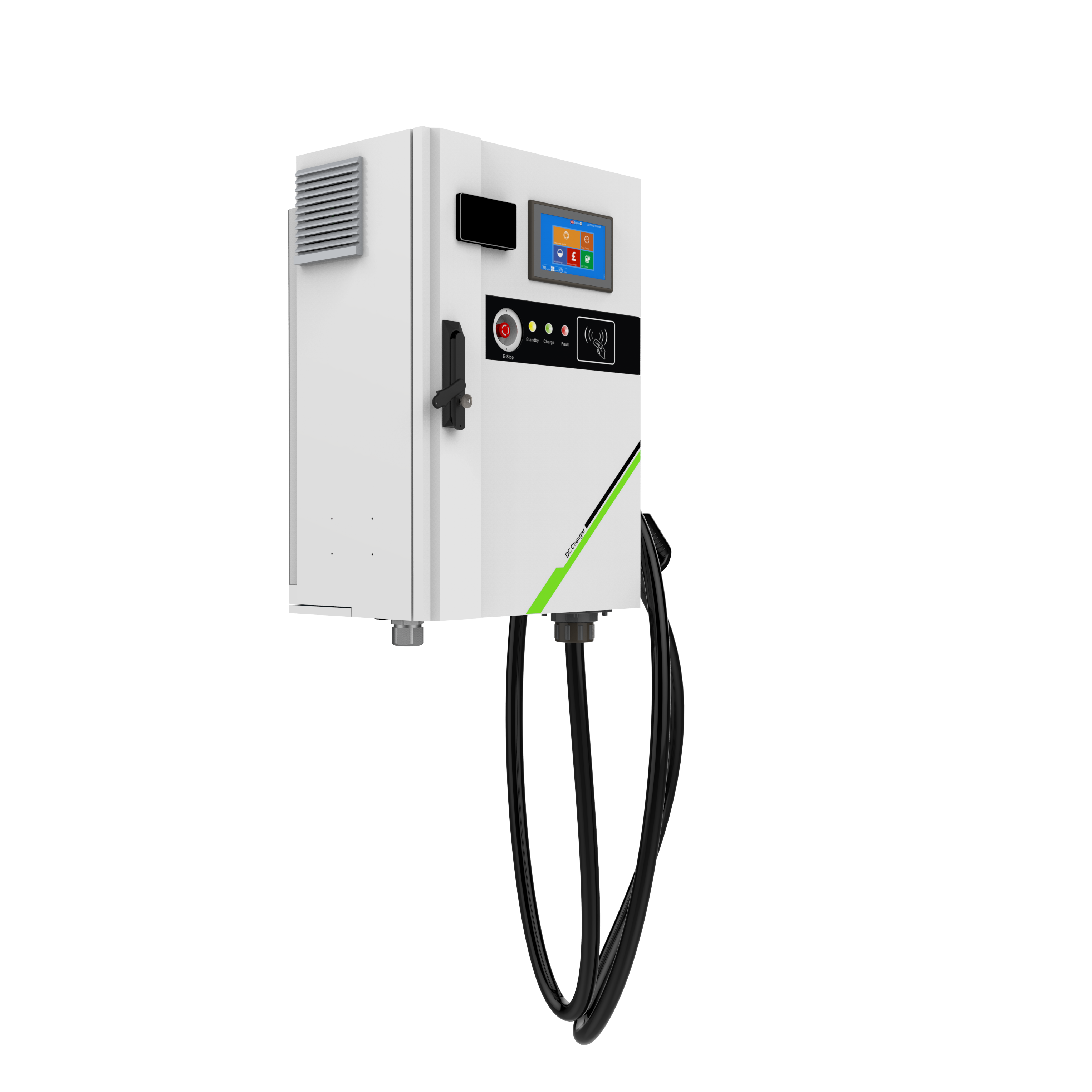 Hiconics 30KW DC fast charger OCPP EV charging station with both CCS and CHAdeMO connectors