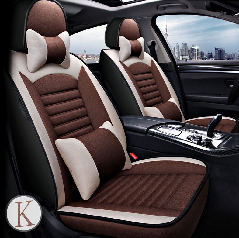 Wholesale breathable universal fit polyester four seasons car seat covers black color coffee color