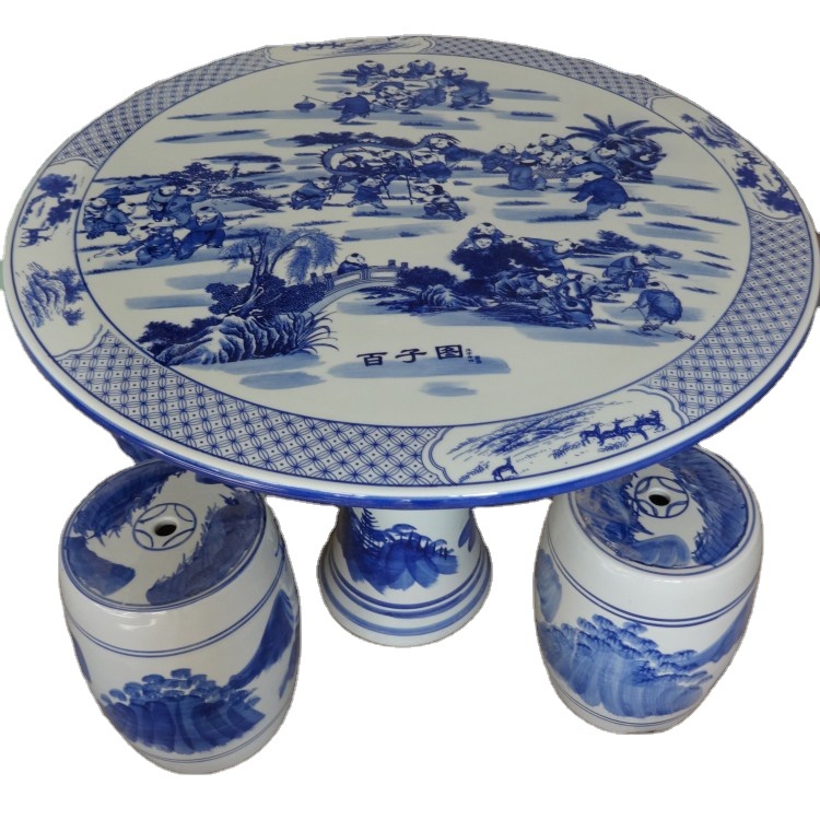 Wholesale Traditional Chinese Blue and White Porcelain Outdoor White Navy Patterned Ceramic Garden Stools
