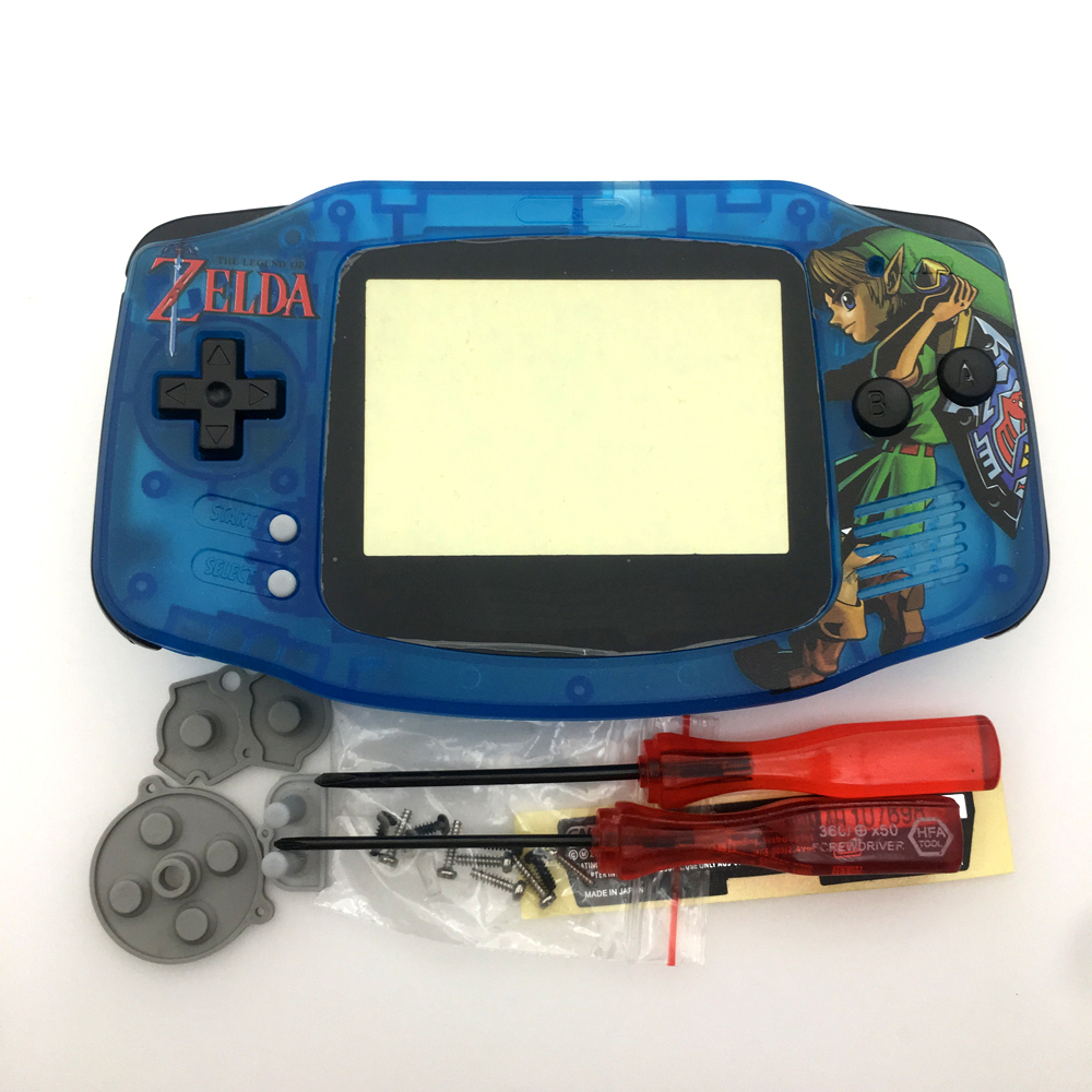 Новейший GBA светящийся прозрачный синий Zelda легенда о полном корпусе Корпус чехол запасные части для игры мальчик Advance GBA