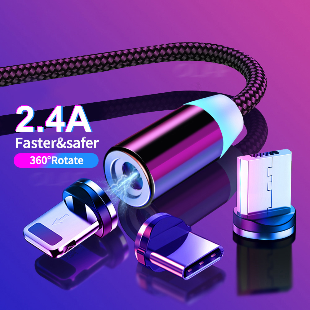 Магнитный зарядный кабель 3 в 1 для передачи данных floveme essager usb micro 1 м 2 м type c 360 А