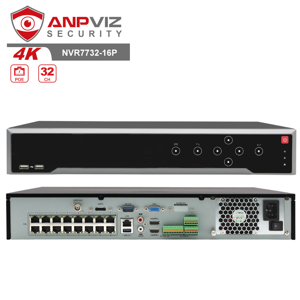 Бренд HK DS-7732NI-I4/16P 32CH 4K POE NVR (5MP/6MP/8MP/12MP/4K) сетевой видеорегистратор POE H.265 + ONVIF 4 SATA IVMS4200