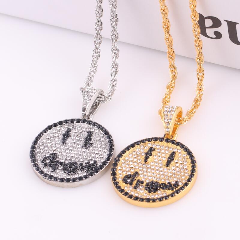2021 trendy Hot sale Hip hop Diamond smiley jewelry women accessories luxury necklace