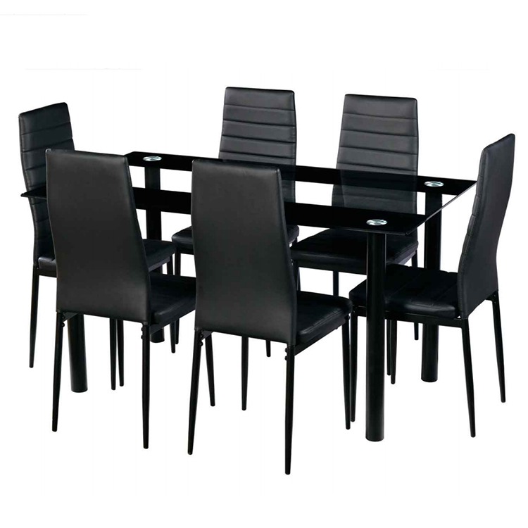 Factory Wholesale Sample Cheap Modern Hot Sale living Room Furniture 2021 New European Modern Glass Dining Table Set with chair