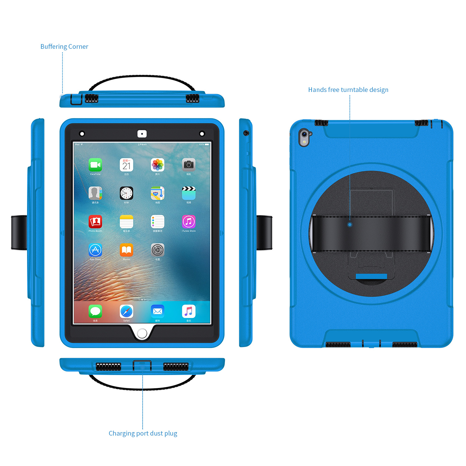 TPU+PC Tablet Sky Blue Patchwork Plane Color Robot Children Back Case For Apple Ipad