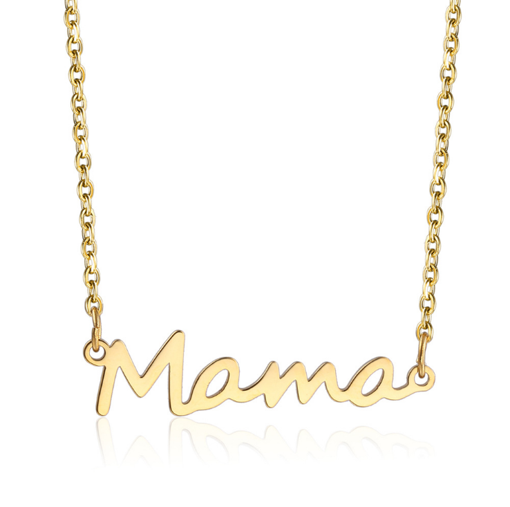 Minimalist Jewelry Stainless Steel 18K Gold Mama Name Letter Necklace Personalised Initial Necklace