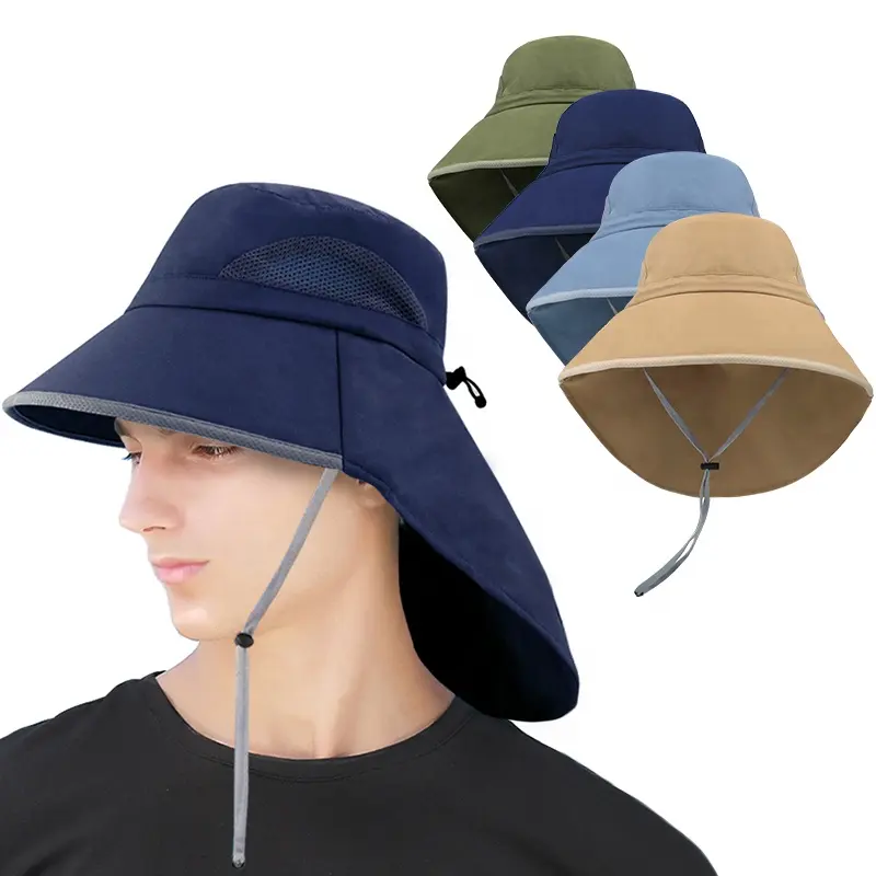 Womens Sun hat Wide Brim Outdoor bucket Hats with Large Neck Flap for Hiking Fishing Boating Riding  Gardening