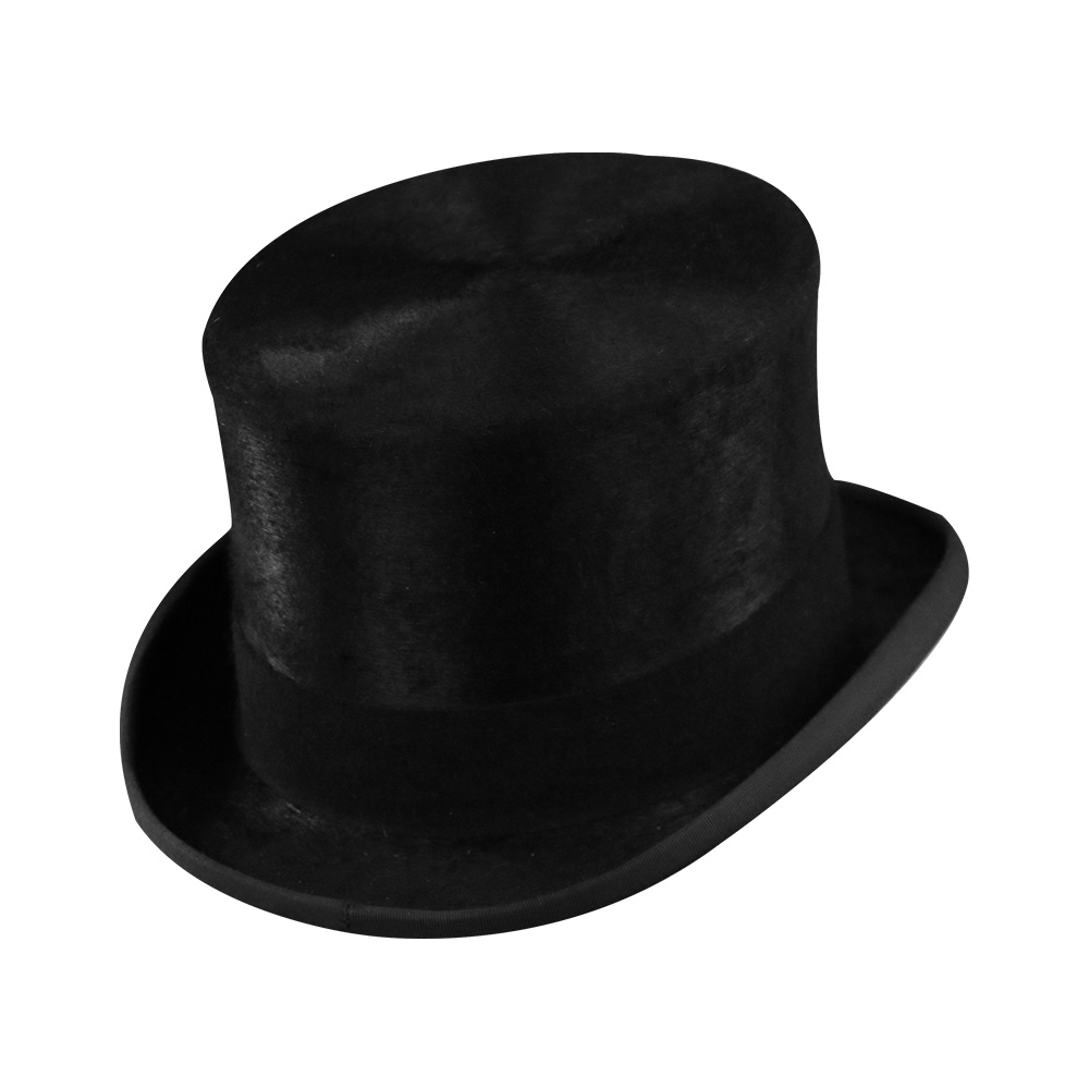LIHUA Mens black rabbit fur top hat bond brim precision quality unifirm thickness