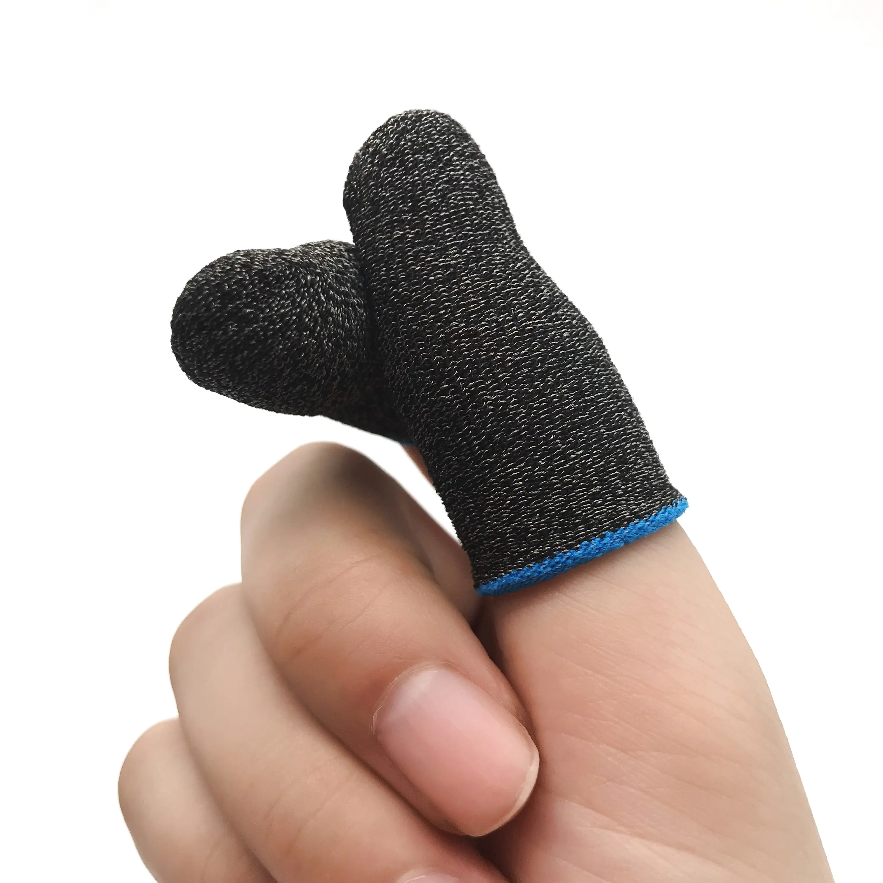 Minghao Made Professional Mobile Game Anti-Sweat Sensitive Touch Screen Silver Fiber Finger Sleeve For Gamer
