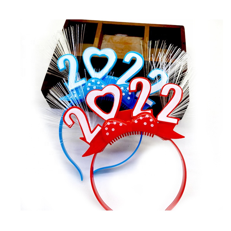 2022 Optical Fiber LED Light Happy Year LED Christmas Headband