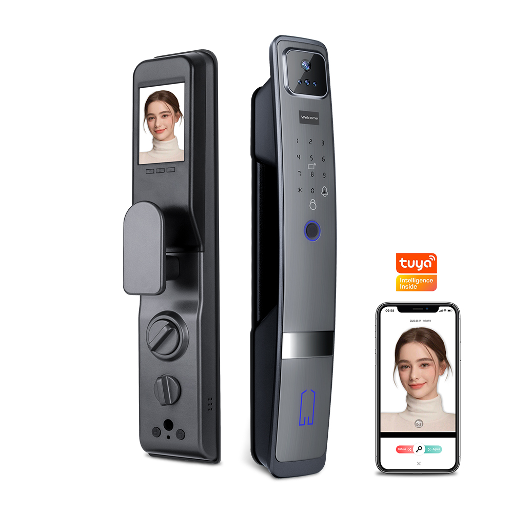 Eseye Electronic Tuya APP Camera 3D распознавание лица экран со сканером отпечатков пальцев умная дверная камера с замком