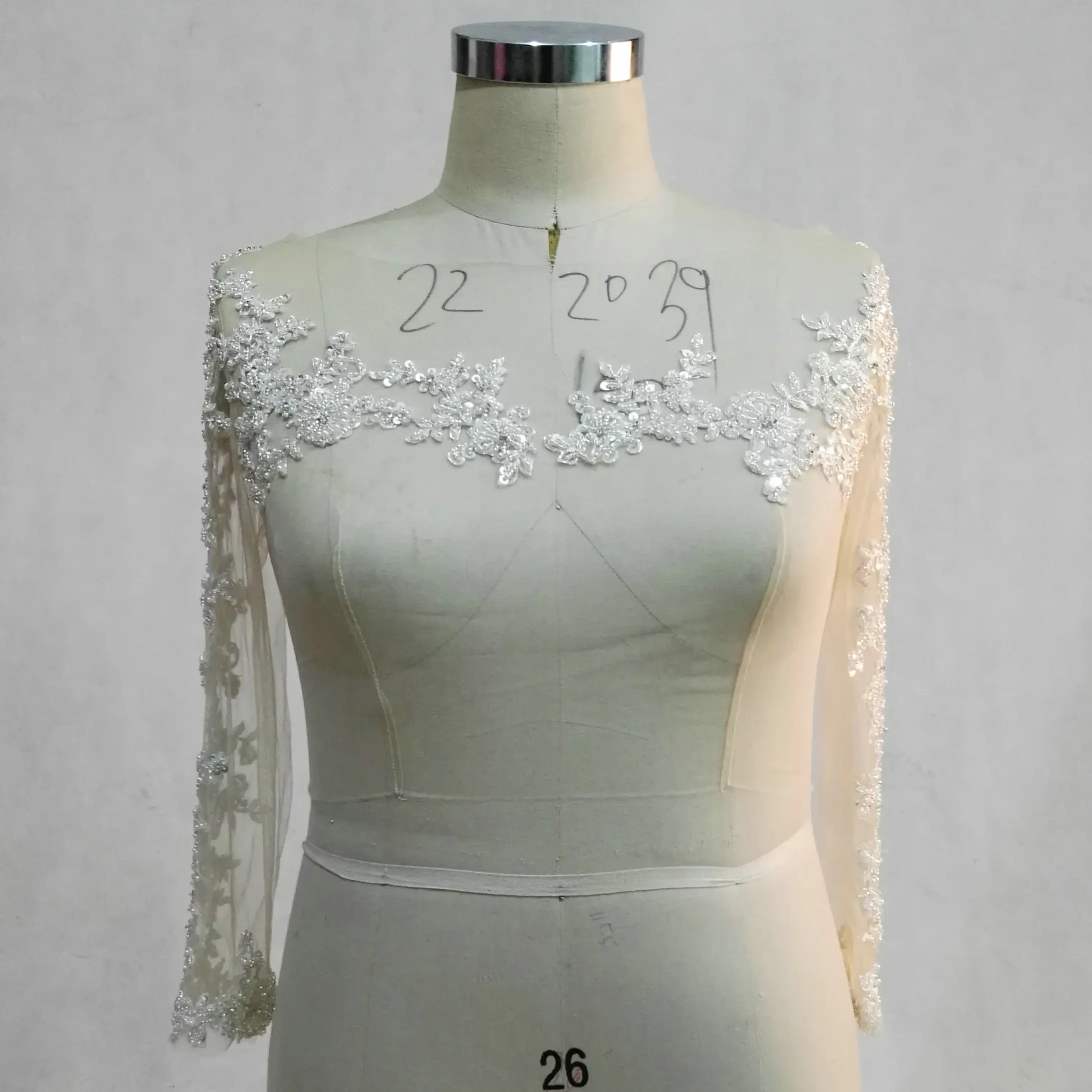 RSJ142 Yiaibridal куртка прозрачная Обнаженная Тюль 3/4 рукава вышитый бисером кружева для невесты Болеро Свадебные пиджаки/накидка