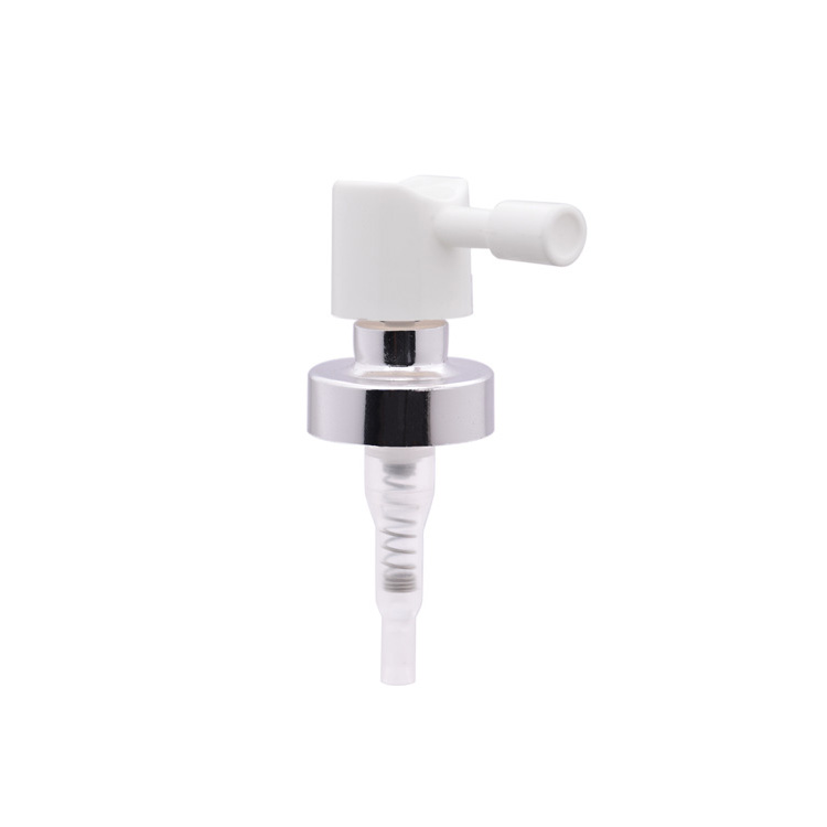 Customized 15mm 18mm 20mm medical shiny gold silver aluminum crimp fine mist oral mouth Mouthwash Pump sprayer