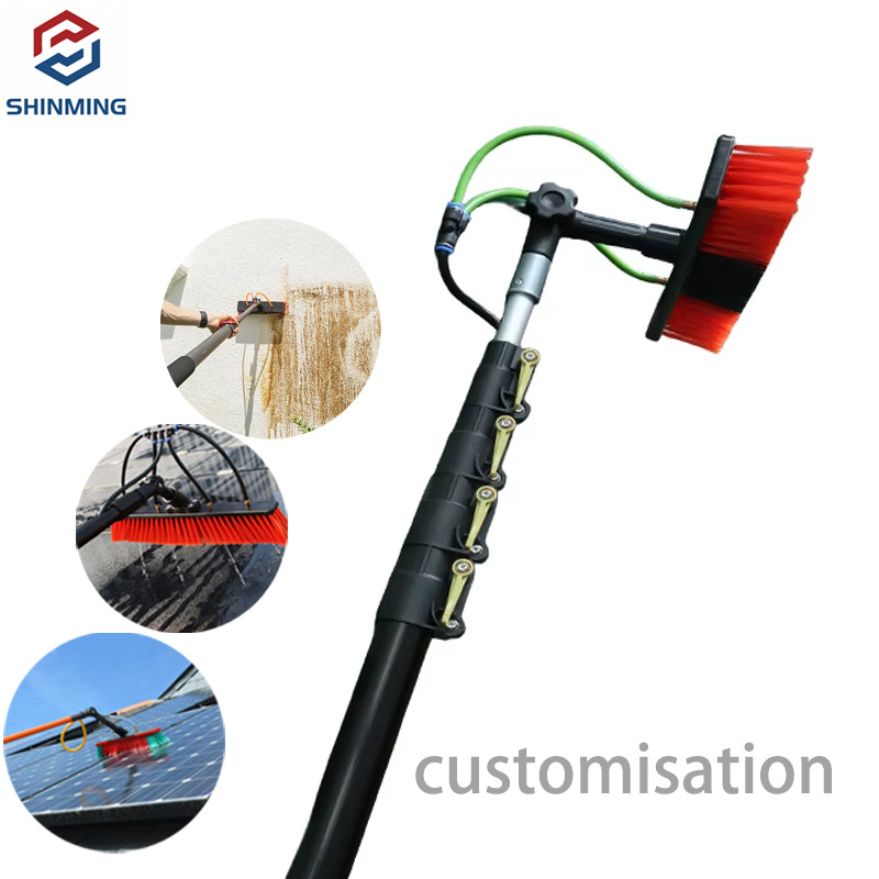 Portable Water Supply Rod 1.2-4.3M Aluminum Alloy Telescopic Rod Solar Cleaning Brush Window