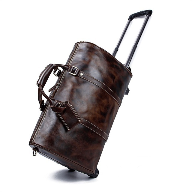 Bestselling Pull bar Box Men's Short Trip Business Trip Leather Luggage, Hand or Diagonal Across the Shoulder Leather Travel Bag