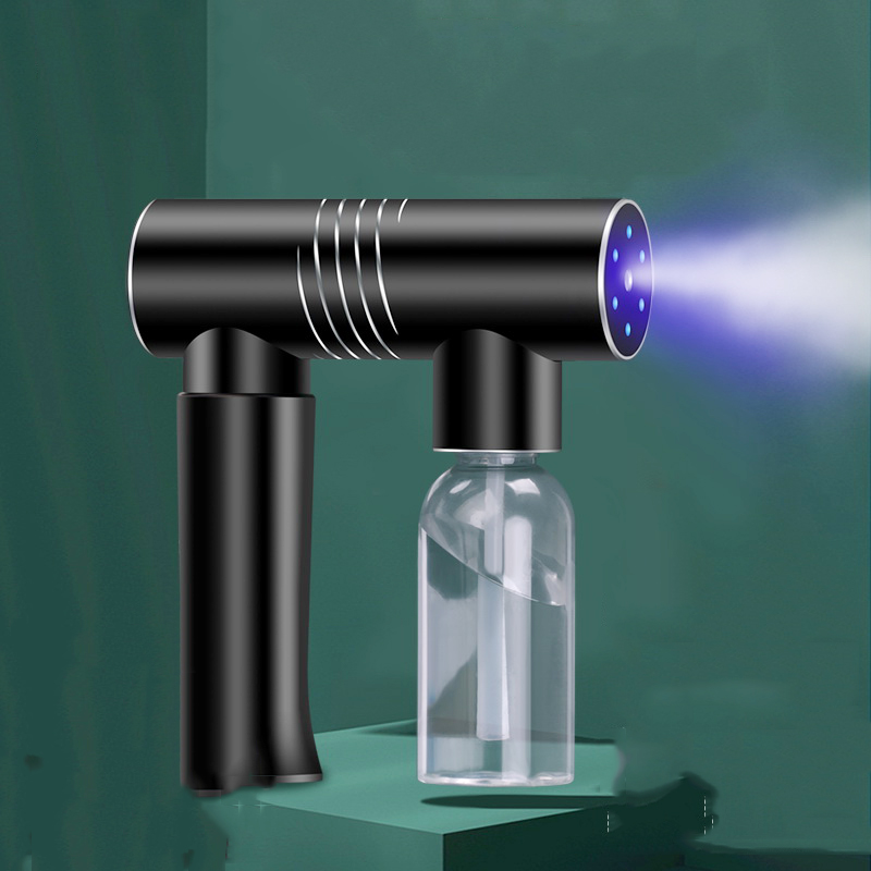 Portable nano spray steam gun pistola sanitizante cordless blue light disinfect rechargeable spray gun black