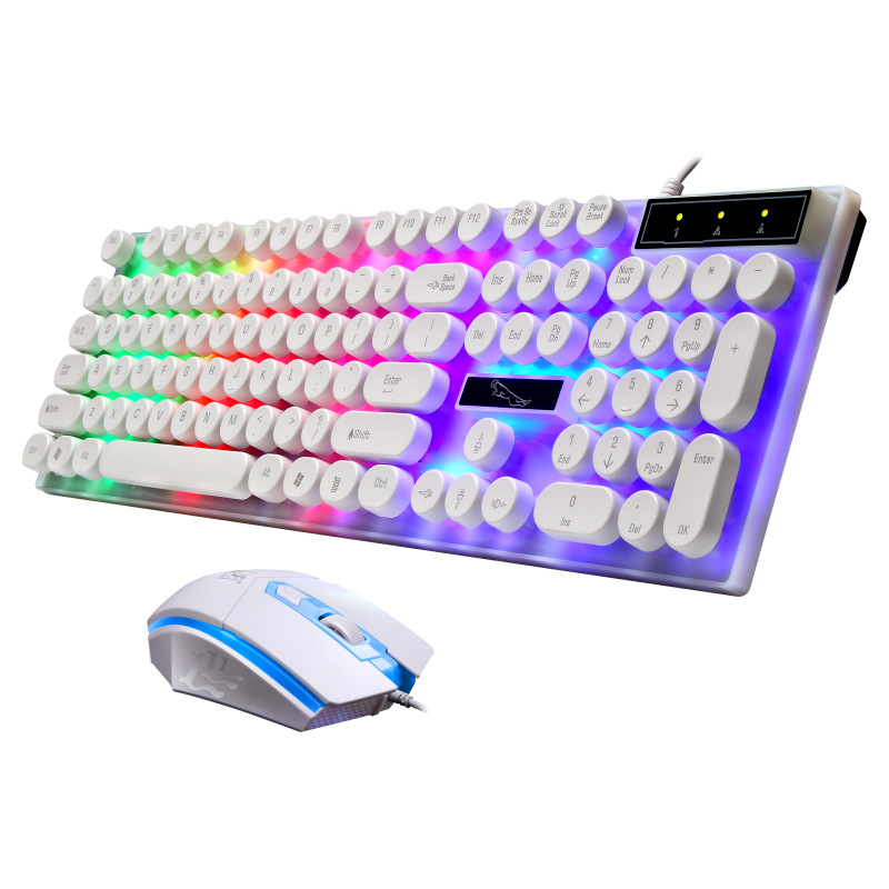AIWO Factory Price Wired Mouse and Keyboard Set LED Lights Gaming Keyboard and Mouse Combos for Computer&Laptop