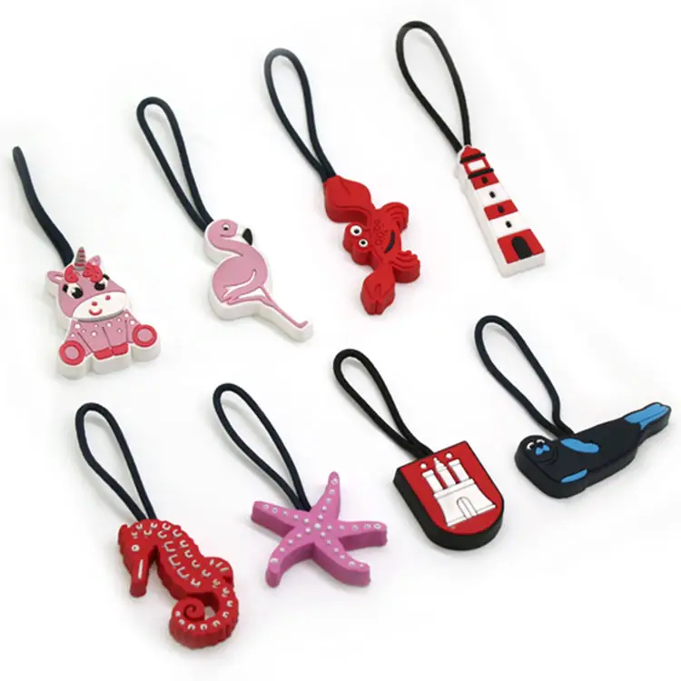 Nice Delicate Popular Special Design Fashion Custom Handbag Pvc Zipper Pulls Custom Plastic Zipper Puller