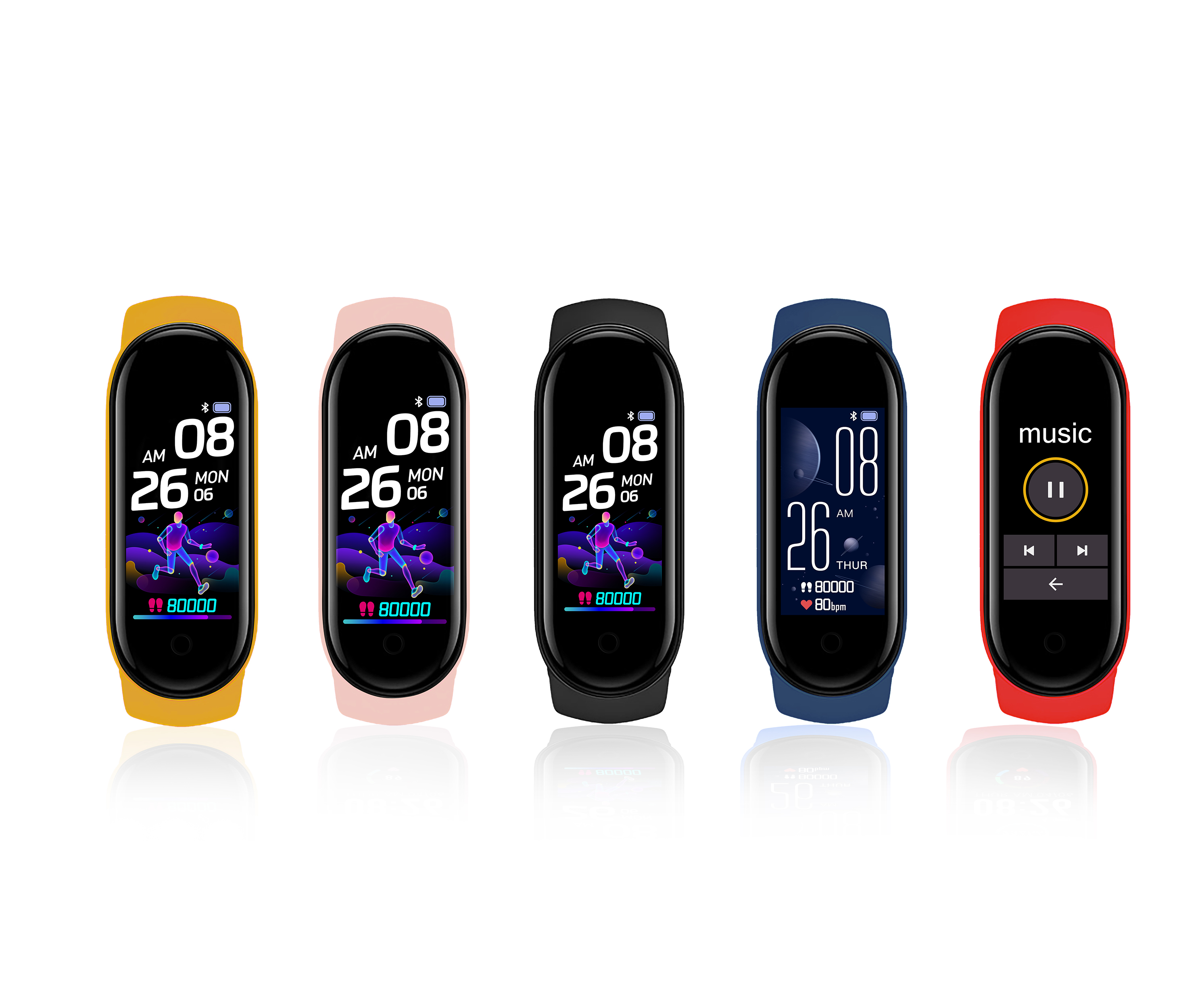 Спортивный Браслет С Пульсометром для Xiaomi Mi Band 5, фитнес-трекер с Bluetooth 4,0, умный Браслет MI Band 5 цветов