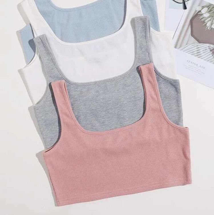 2021 Hot Custom Logo Rib-Knit Crop Lady Tank Top Ribbed Crop Tank Top Women