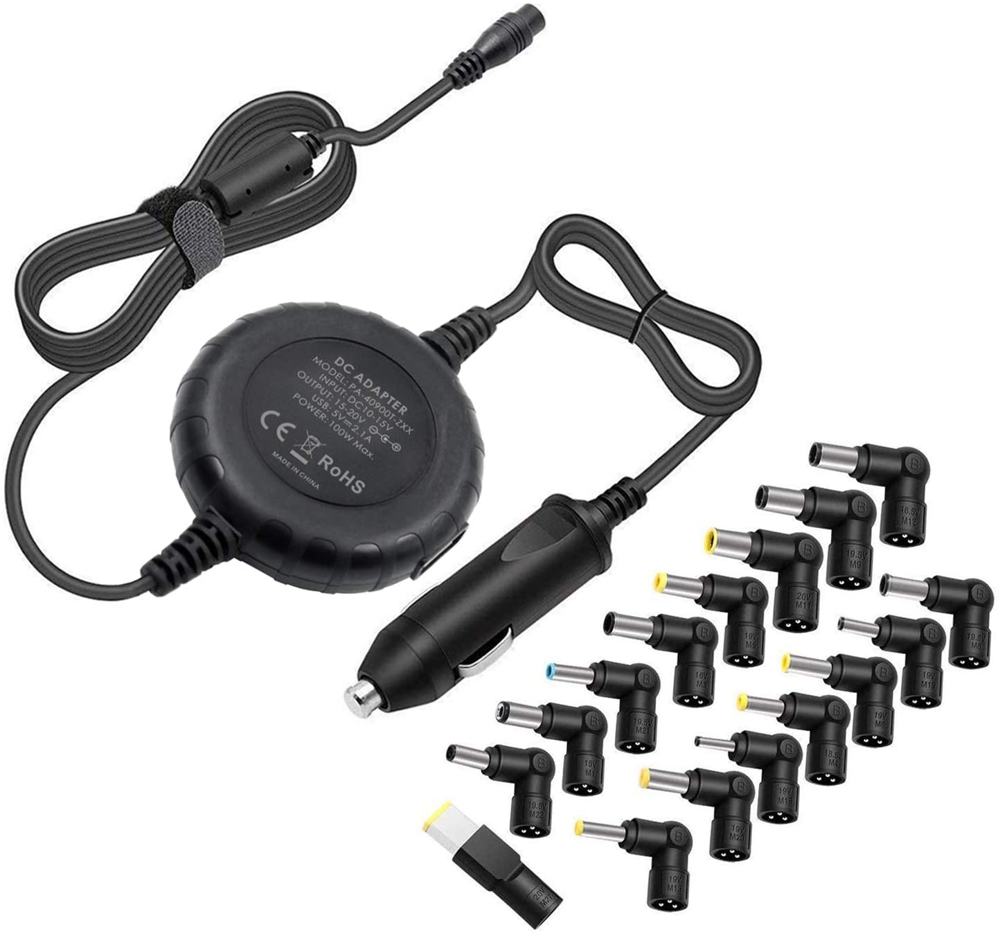Cheap price 100w laptop car charger compatibility with 16 tips & USB interface for 15v-20v laptop