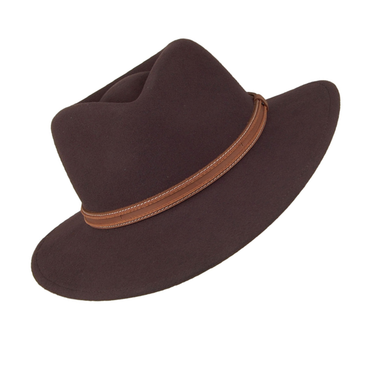Оптовая продажа 100% шерсть сафари Fedora Шляпа На Заказ мужская Ковбойская шляпа