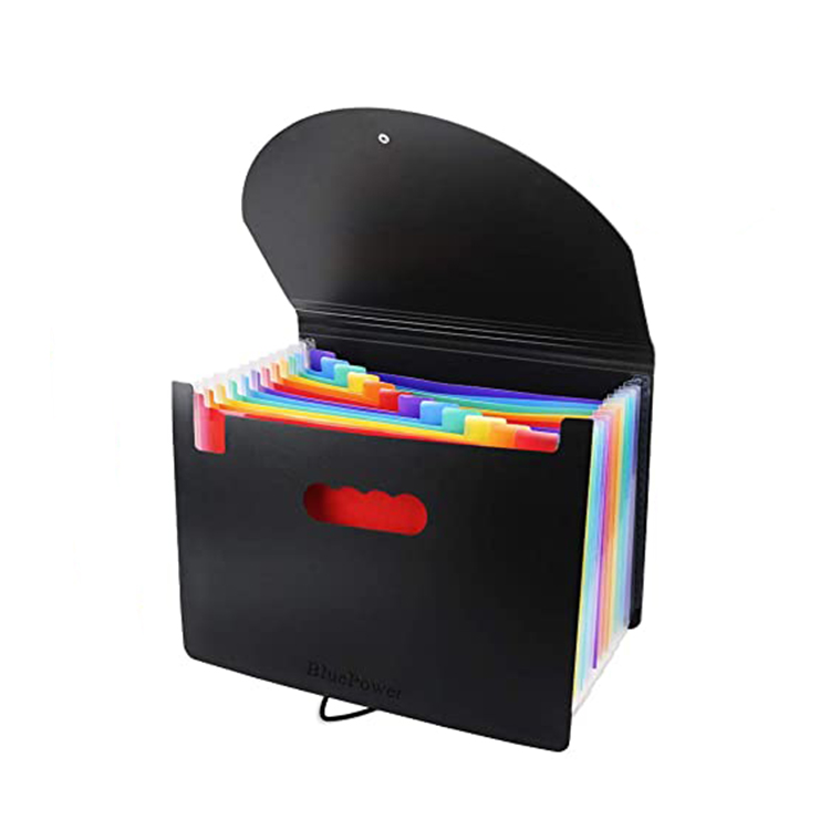 Wholesale Custom Logo Printed Cheap Hard Cover Document Filing Box 20 Inner Pockets PP Plastic Expanding Wallet File Case Folder