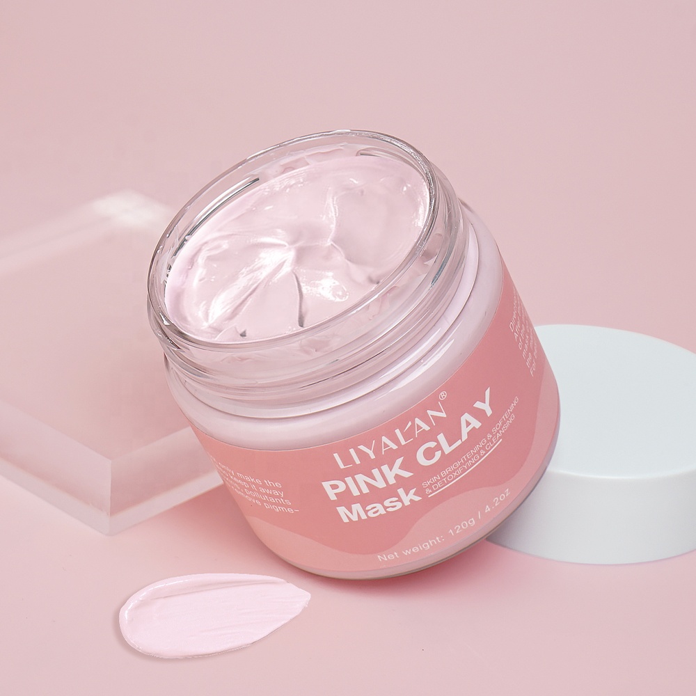 Private Label Kaolin Purify Face Pore Cleaning Detox Skin Brighten Smooth Vegan Rose Pink Clay Mask