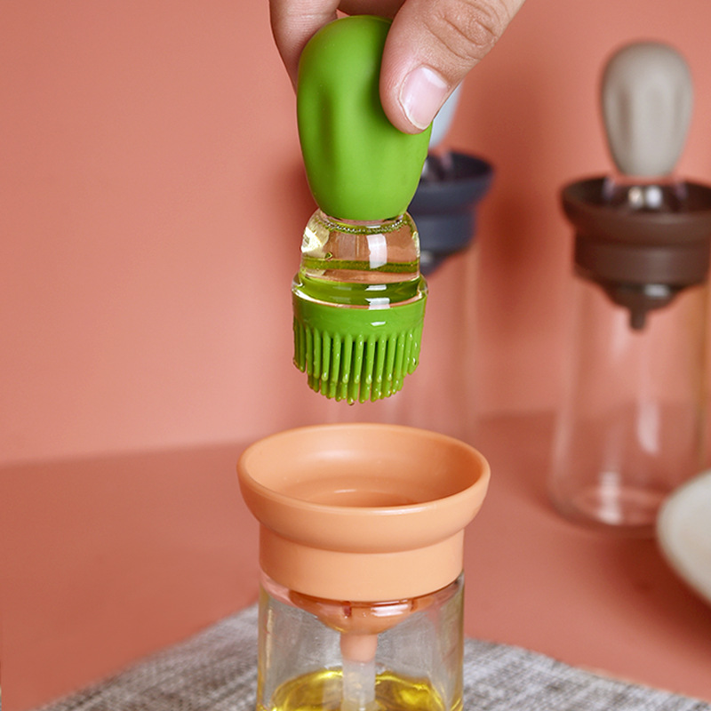 2021 Amazon Portable Silicone Oil Bottle with Brush Grill Oil Brushes Liquid Oil Pastry Kitchen Baking BBQ Tool Kitchen Tools