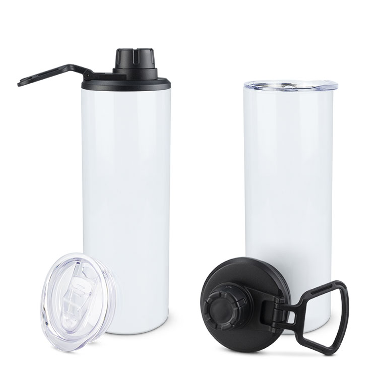 USA warehouse free shipping 2 lids 20oz coffee travel mug sublimation blank 20 oz skinny straight ounce tumbler with handle lids