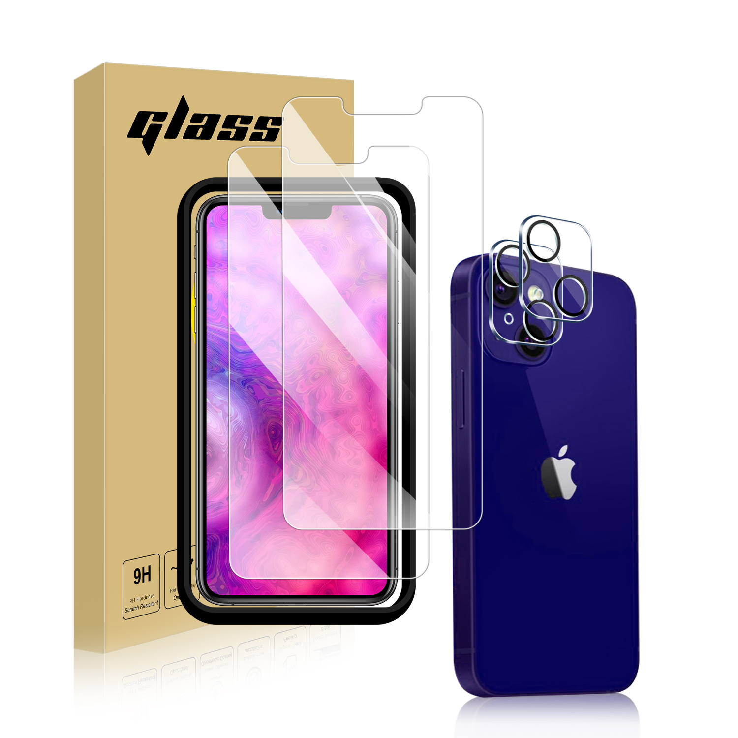 Новинка 2021, Защита экрана для iPhone 13Pro, 3 упаковки, закаленное стекло + 2 упаковки, защита объектива камеры, твердость 9H, HD Edge 2.5D, прозрачный