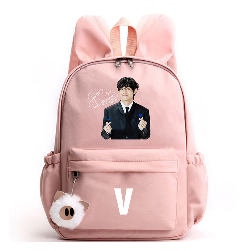 Хит продаж, дорожный рюкзак V JK JIMIN SUGA с кроличьими ушками в студенческом стиле, повседневная школьная сумка