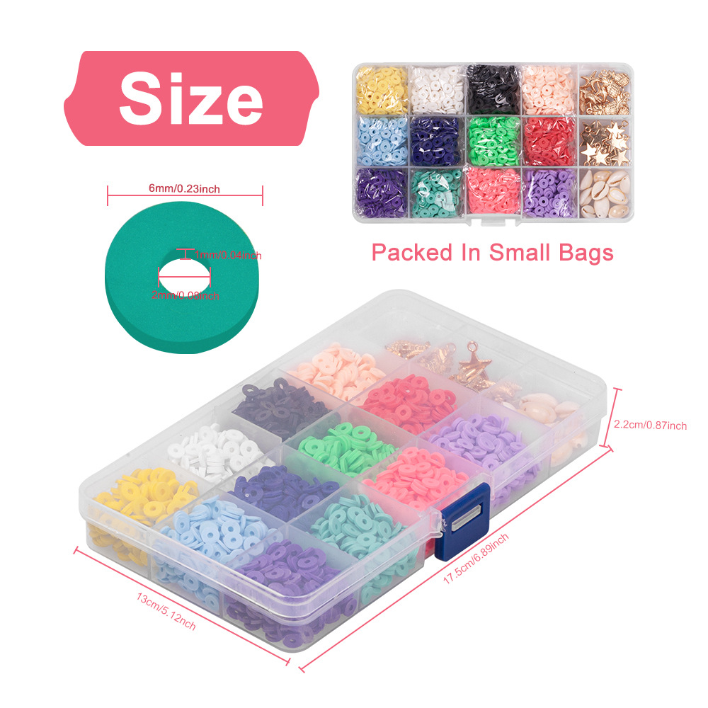 Jewelry Making Bracelets 2400pcs Flat Round Beads 6mm Polymer Clay Spacer Beads Kit