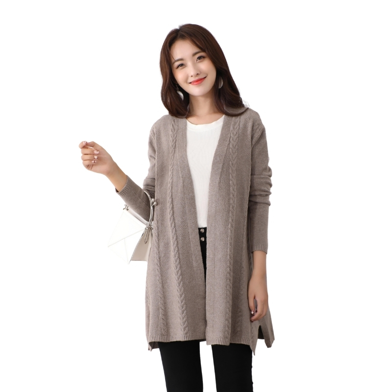 Custom logo women's long winter and autumn cardigan oversized knitted sweater ladies jacket plus size sweater