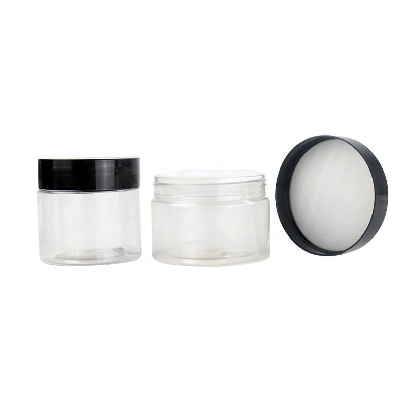 50ml Empty Clear Amber Plastic Jar 1oz 50g Cosmetic PET Jar with lids