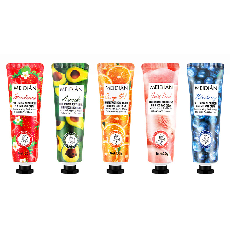 Factory Sale MEIDIAN Refreshing Moisturizing Whitening and Delicate Skin Fruit Flavored Fragrance Hand Cream 5-Pack Set
