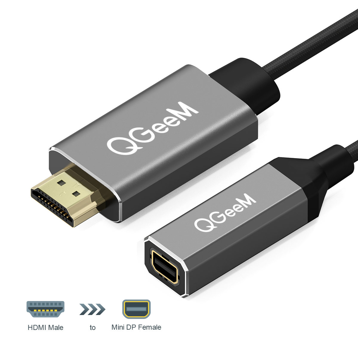 Переходник HDMI A-Mini DP, переходник HDMI 1,4 папа-мини Displayport 1,2 мама для HDMI оборудованных систем, двойной режим