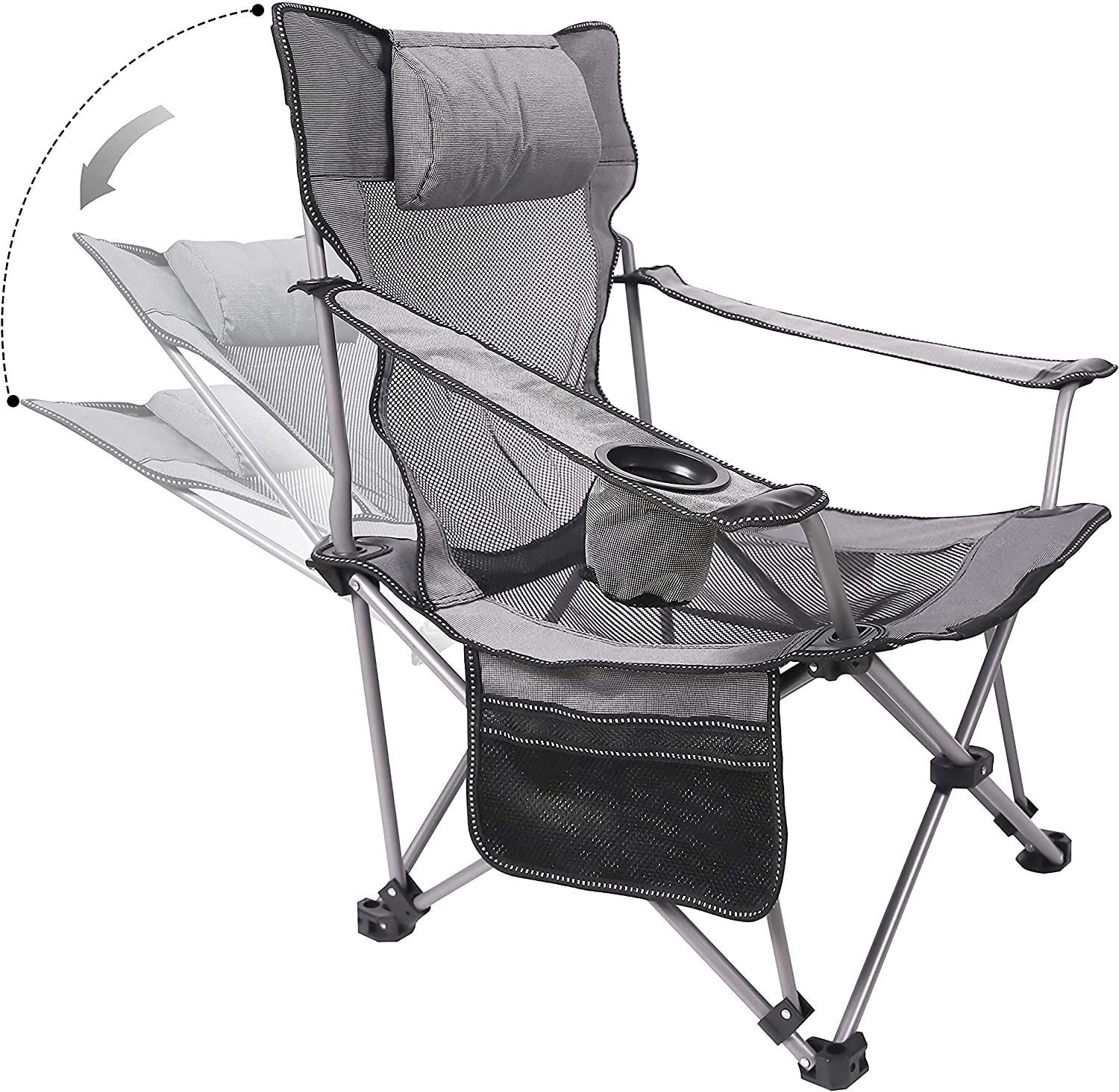 Folding Camping Chair Adjustable Lounge Recliner Portable Oversized Steel Frame Collapsible Lawn Outdoor Chair