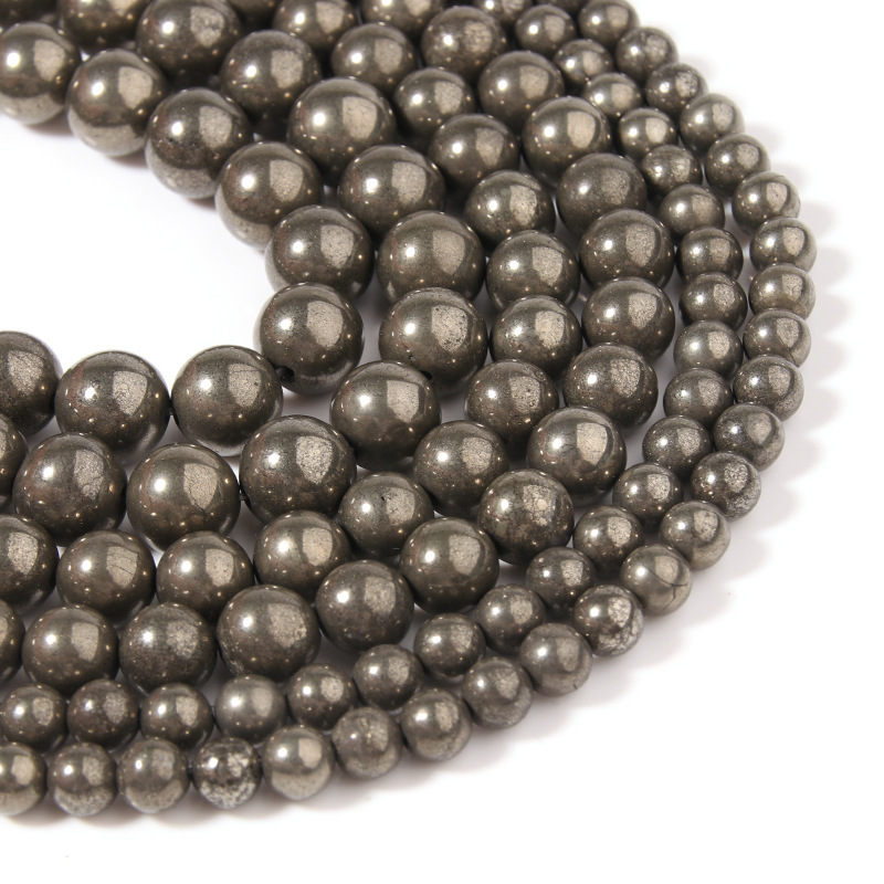 Natural Stone Beads 6mm 8mm 10mm Pyrite Gemstones Loose Beads Charm For Jewelry Making