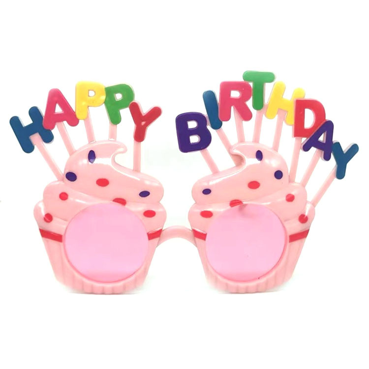ZW077 Hot sale pink cake shape colorful women fashion red glasses happy birthday party glasses