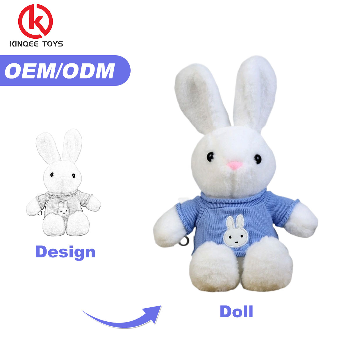 Kinqee Toys Oem Odm Hot Sale Custom Easter Rabbit Doll Kawaii Customized Bunny Cute Plush Easter Bunnies Stuffed Animal Toys