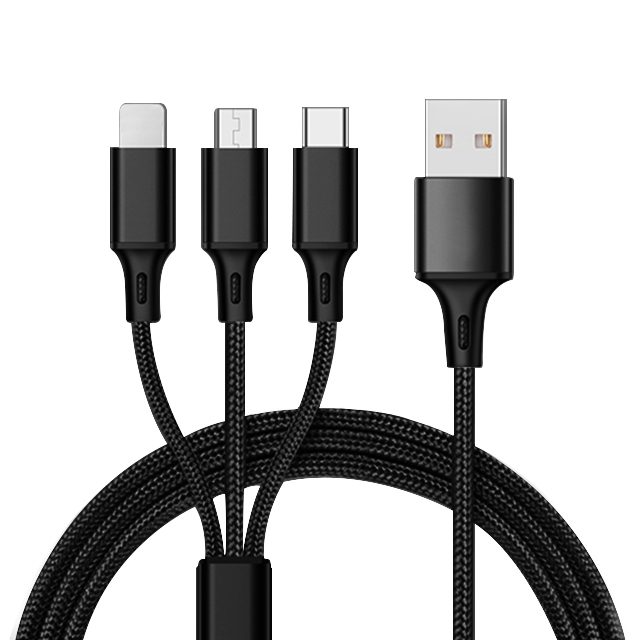 Недорогой кабель для быстрой зарядки 3 в 1 с нейлоновой оплеткой usb для мобильного телефона зарядный кабель для Micro USB Type-C зарядный кабель
