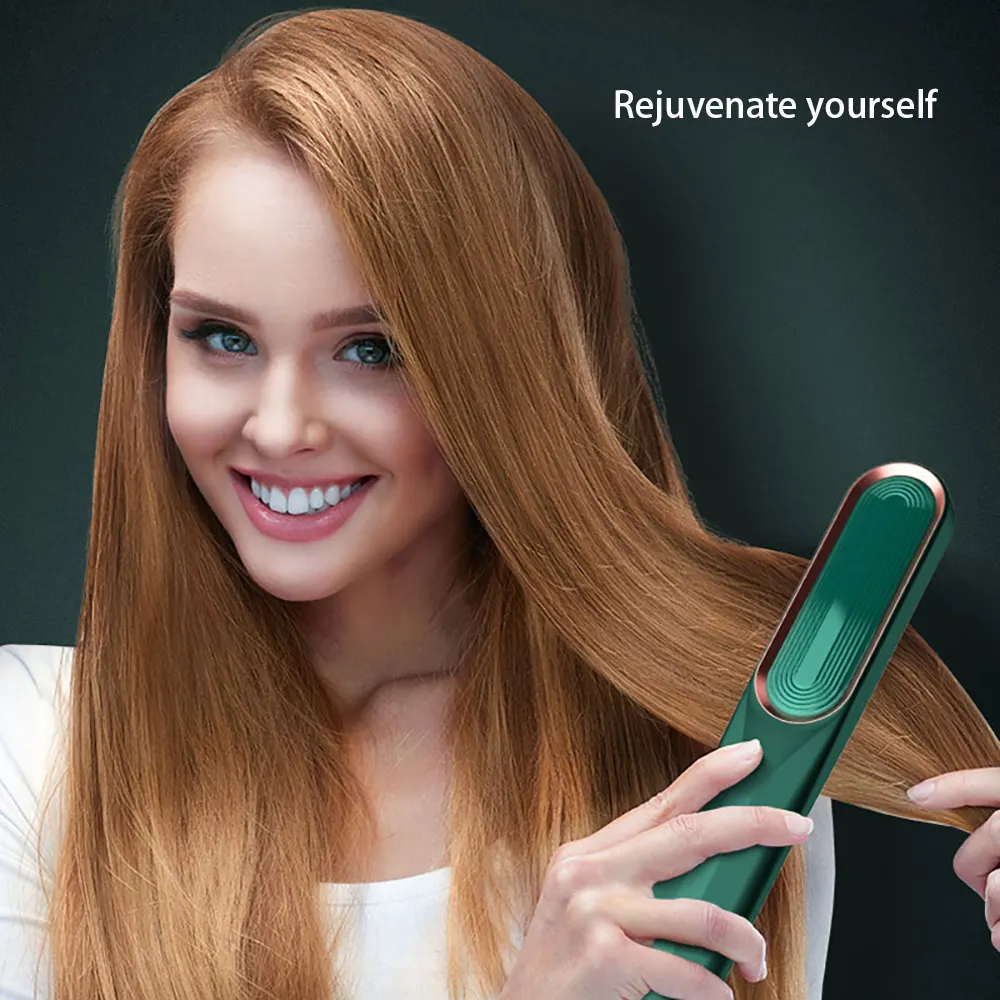 Home Use Professional Ceramic Flat Iron Hair Straightener Brush Electric Hair Brush