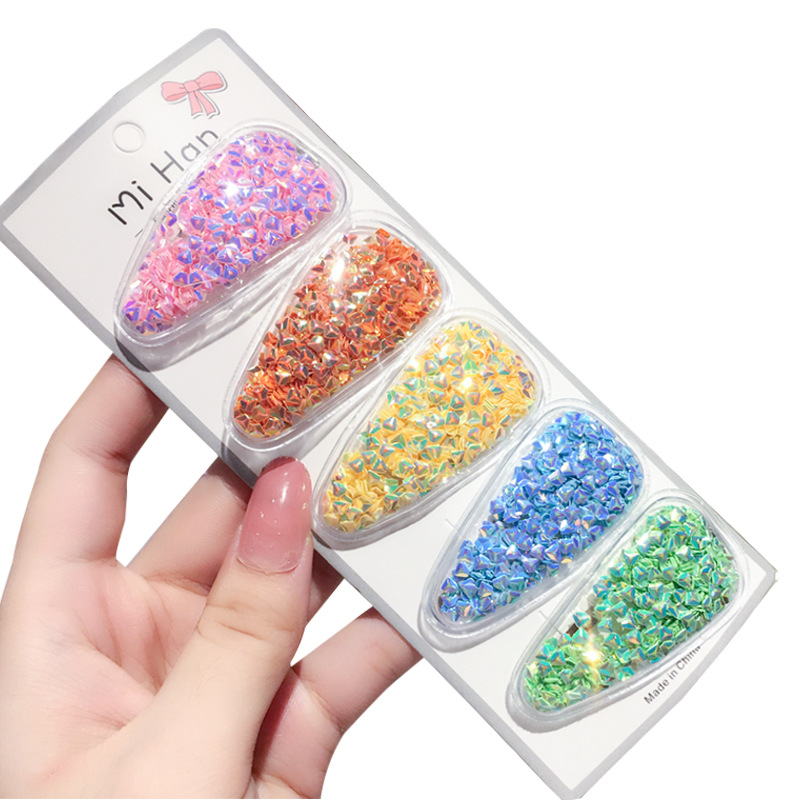 New Korean color quicksand BB clip children's sequined cute girl color hairpin Pvc sequined hairpin