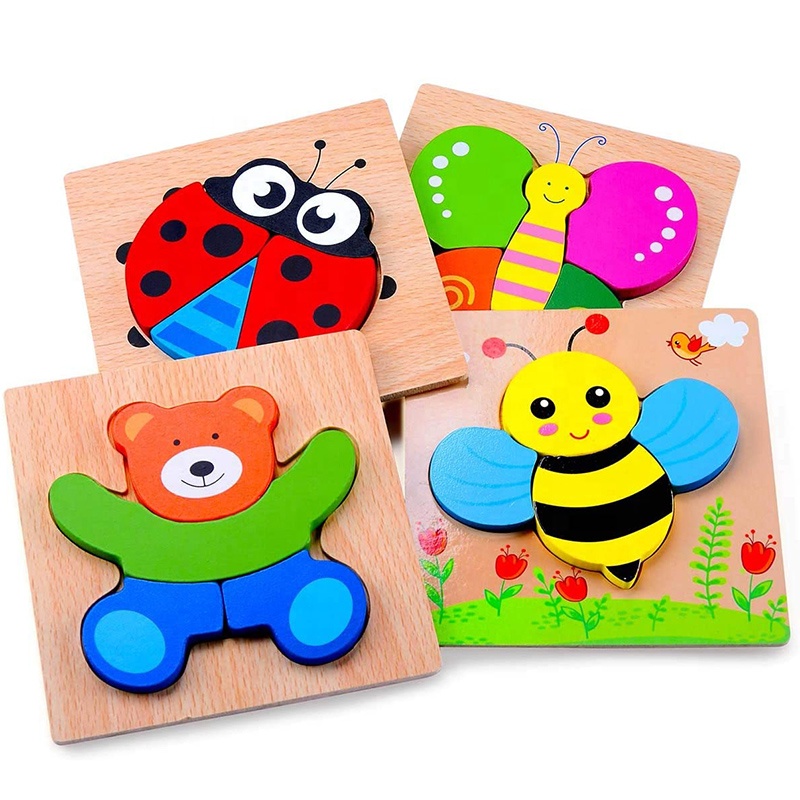 Amazon Hot Sale Toddler Wooden Puzzles Toys Baby Infant Kid Learning Educational Animal Jigsaw Child Montessori Toy