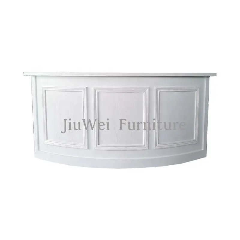 Solid Oak Wood White Painted Wooden Circular Wedding Rental Bar Table Counter For Events