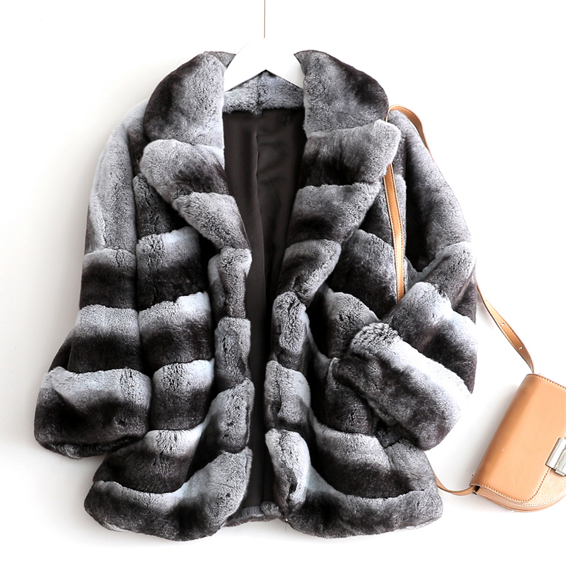 wholesale price real fur coat women thick fur jacket real rex rabbit fur chinchilla color coats for ladies