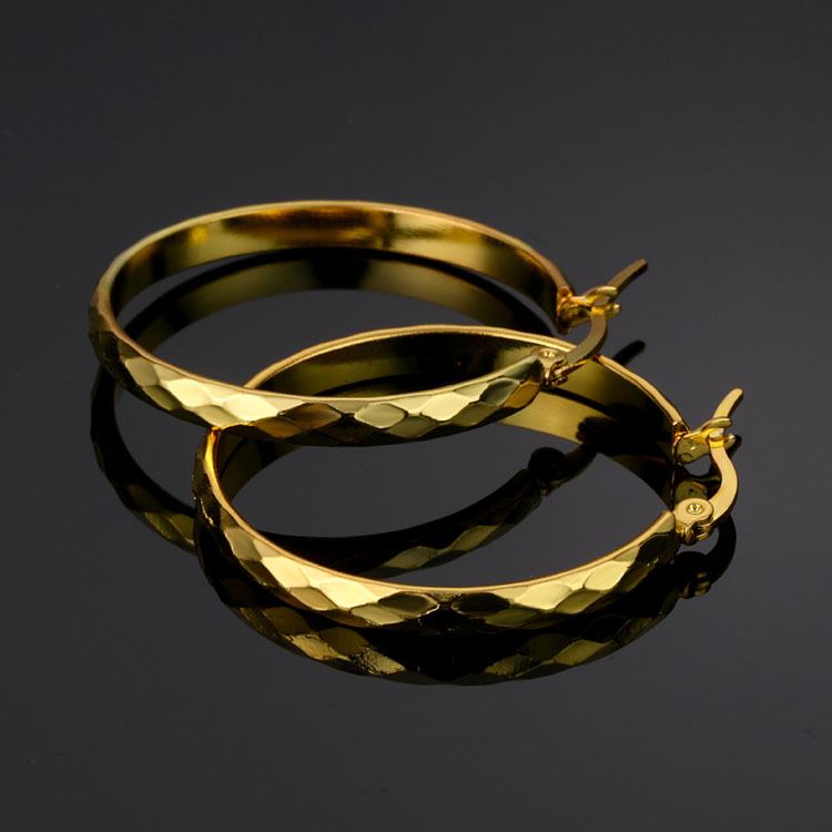 2021 new high quality gold plated stainless steel round hoop earrings